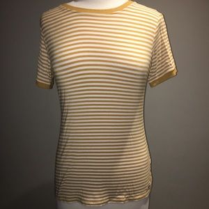 Ladies yellow and white striped shirt size s